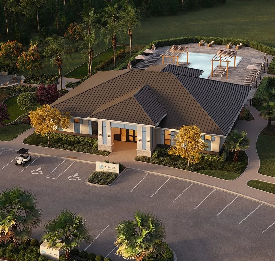 Alta Key clubhouse and resort-style pool at Babcock Ranch® (rendering)